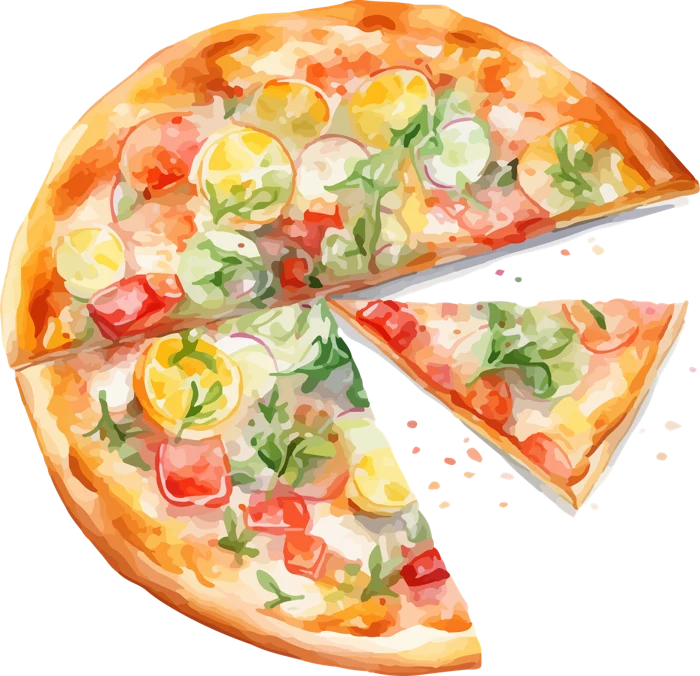 Watercolor pizza illustration
